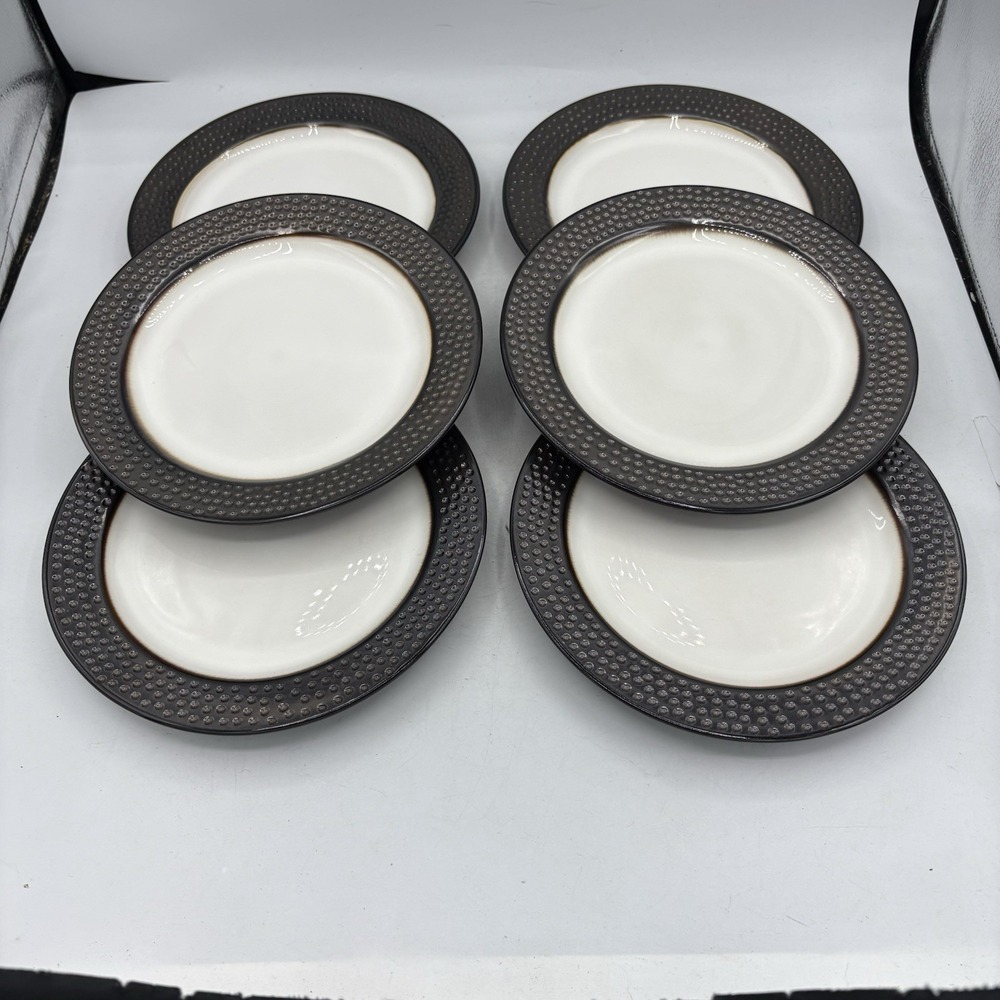 Threshold Salad Plates Barnet Bronze 8 1/8" Stoneware Lot Set of 6